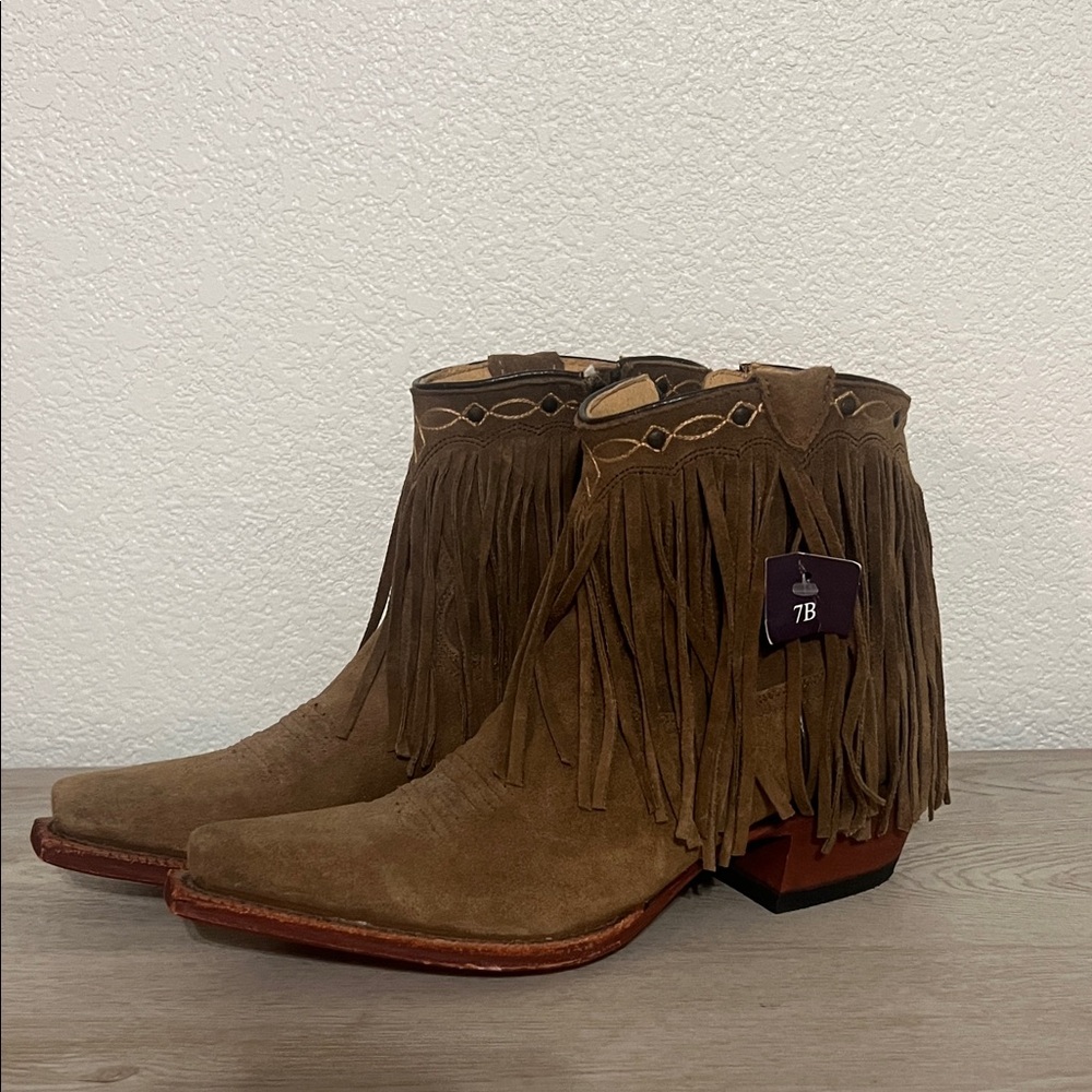 J.B. Dillon Tan Fringe Western Boots